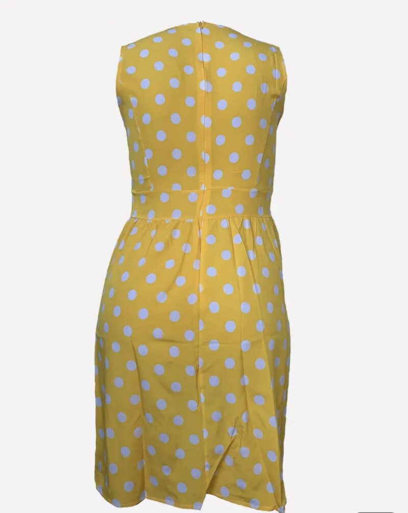 Elegant Plus Size Polka Dot Midi Dress With Bow Tie Design - Image 3